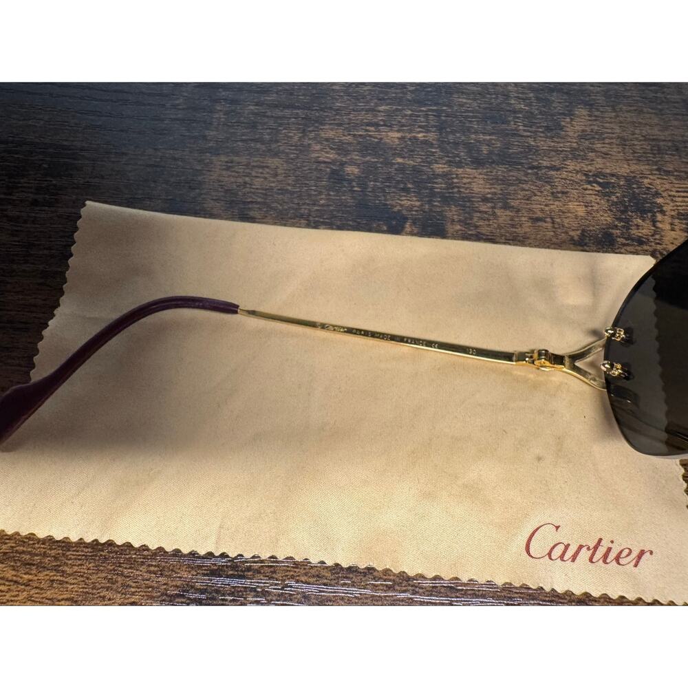Cartier Vintage Rimless Women’s Prescription Gold Frame Sunglasses Size 130 - Picture 7 of 15